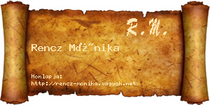 Rencz Mónika névjegykártya